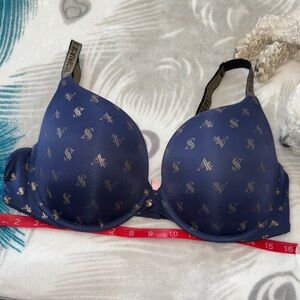 Victoria's Secret Deep Blue Bra with Gold Accents
